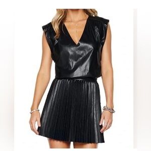 Ramy Brook Effie faux leather Dress in black size 2
